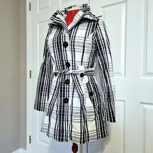 HP🎉 Laundry by Shelli Segal Plaid Trench Coat - Size M - Picture 4 of 16
